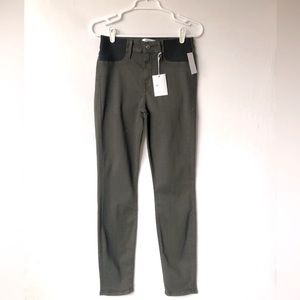 GOOD AMERICAN Jeans Size 6 Good Mama Honeymoon Mid Rise Skinny Waistband Army